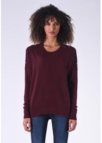 Kaporal5 Kaporal, Damen Pullover Casey mit modischen Zierkn&ouml;pfen, Rot