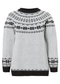 JUNAROSE, Damen Pullover, Grau / Schwarz