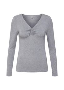 Only, Damen Shirt 'onlRUNA L/S V-NECK TOP BOX JRS', Hellgrau