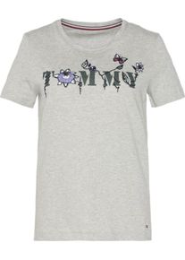 Tommy Hilfiger, Damen T-Shirt 'TOMMY FLORAL TEE SS', Hellgrau