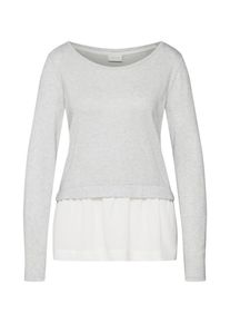 Vila, Damen Shirt 'VITATIANA L/S T-SHIRT', Grau / Weiß