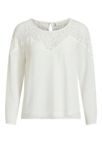 Vila, Damen Shirt 'VIBEKIDA LACE L/S TOP', Weiß