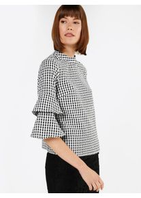 Only, Damen Bluse 'PEPITA' mit Volants, Schwarz / Weiß
