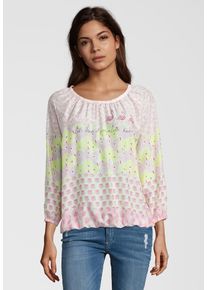 grace, Damen Bluse 'Flamingo', Pastellgelb / Pastellpink / Rot / Schwarz / Wei&szlig;