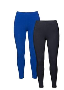 sheego Basic, Damen Leggings, Royalblau / Schwarz