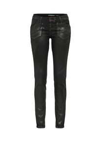 PLEASE, Damen Coated Regular Jeans, Schwarz