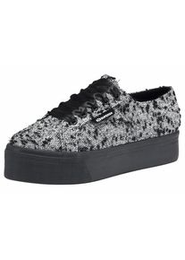 Superga, Damen Plateausneaker 'SFANTASY SHINY', Schwarz / Naturwei&szlig;