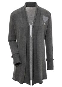 Marjo, Damen Marjo Trachtenstrickjacke mit Herz- Applikation, Graumeliert