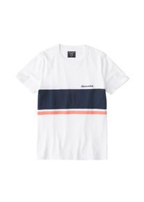Abercrombie & Fitch Abercrombie & Fitch, Herren Shirt 'CHEST STRIPE TEE', Weiß