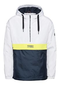 Tommy Jeans, Herren Jacke 'TJM COLORBLOCK POPOVER', Dunkelblau / Neongelb / Weiß