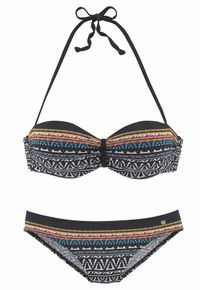 JETTE, Damen Bügel-Bandeau-Bikini, Mischfarben / Schwarz