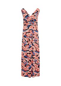 comma, Damen Maxikleid, Navy / Mischfarben / Orangerot