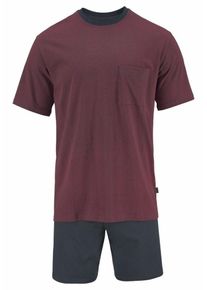 Schiesser, Herren Pyjama kurz Shorty, Anthrazit / Blutrot