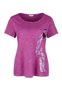 TRIANGLE, Damen Slub Yarn-Shirt mit Pailletten, Lilameliert