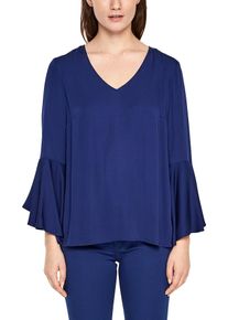 s.Oliver BLACK LABEL, Damen Viskosebluse mit Volants, Blau