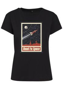 Merchcode, Damen T-Shirt 'Road To Space', Beige / Rostrot / Schwarz