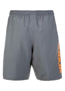 Under Armour, Herren Trainingsshort 'Woven Graphic Wordmark', Grau / Orange / Weiß