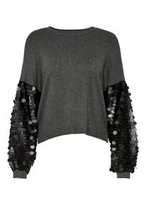 Only, Damen Pullover, Grau / Dunkelgrau / Schwarzmeliert