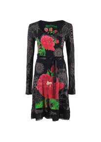 Desigual, Damen Jerseykleid, Grau / Hellrot / Schwarz