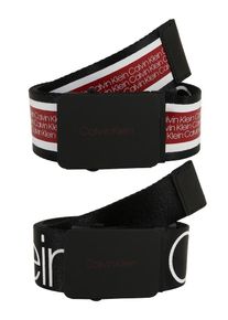 Calvin Klein, Herren Gürtel '4CM ADJ.PLAQUE WEBBING BELT', Rot / Schwarz / Weiß