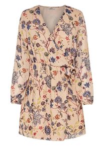 Only, Damen Wickel Kleid mit langen Ärmeln, Beige / Gelb / Flieder / Feuerrot