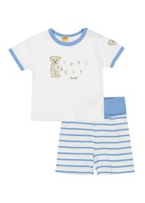 Steiff Collection, 2tlg. Set T-Shirt + Shorts, Blau / Wei&szlig;