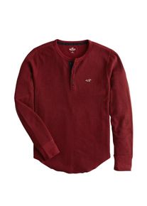 Hollister, Herren Shirt 'WAFFLE HENLEY', Burgunder
