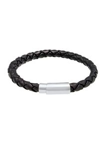 PAULO FANELLO, Herren Armband 'Twisted', Schwarz / Silber