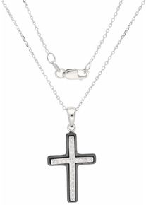 Firetti, Damen Kreuzkette, Schwarz / Silber