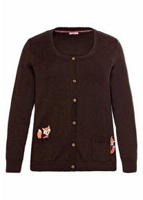 Joe Browns, Damen Strickjacke, Dunkelbraun / Koralle / Weiß