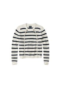 Abercrombie & Fitch Abercrombie & Fitch, Damen Pullover 'CREW WITH BUTTON FRONT', Nachtblau / Offwhite