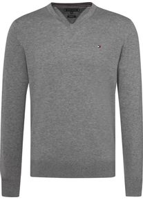 Tommy Hilfiger, Herren Pullover 'Neck', Silbergrau