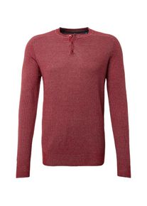 Tom Tailor, Herren Pullover, Rubinrot / Wei&szlig;