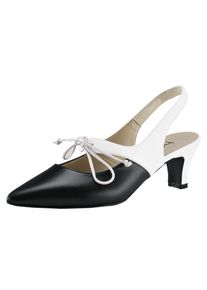 Heine, Damen Slingpumps, Schwarz / Weiß