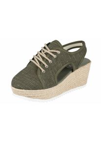 Heine, Damen Keilsandalette, Khaki