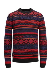 Jack & Jones JACK & JONES, Herren Strickpullover, Dunkellila / Rot / Schwarz