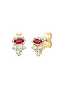 Elli, Damen Ohrringe, Gold / Dunkelpink / Weiß