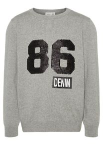 name it, Wendepailletten Strickpullover, Grau