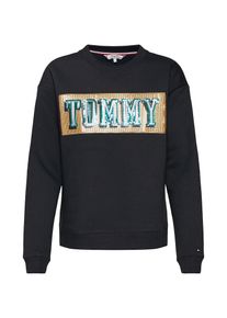 Tommy Hilfiger, Damen Sweatshirt 'HANNA C-NK SWEATSHIR', T&uuml;rkis / Gold / Schwarz