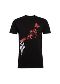 Mister Tee, Herren Shirt 'Banksy Butterfly', Rot / Schwarz / Wei&szlig;