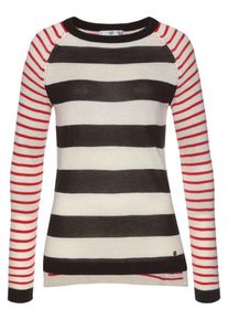 AJC, Damen Pullover, Rot / Schwarz / Naturweiß