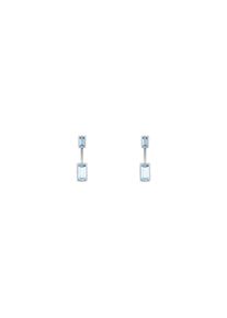 ID fine, Damen Ohrstecker 'Baguette', Hellblau / Silber