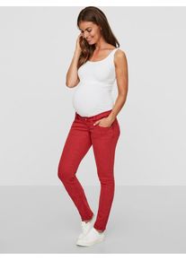 MAMALICIOUS, Damen Slim Fit Umstandsjeans, Rot