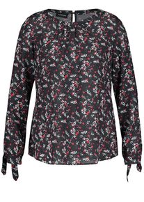 Taifun, Damen Bluse Langarm Blusenshirt mit Floral-Print, Hellrot / Schwarz / Weiß