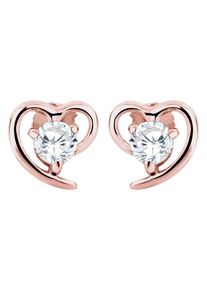 Elli, Damen Ohrringe 'Herz', Rosegold / Weiß