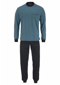 Schiesser, Herren Pyjama lang mt Druck, Marine / Pastellblau