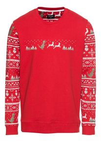 Only & Sons Only & Sons, Herren Sweatshirt 'Onsrexmas', Gr&uuml;n / Feuerrot / Wei&szlig;