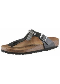 Birkenstock, Damen Zehentrenner 'GIZEH FRINGE' Schmal, Braun / Schwarz