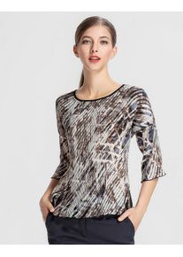 Apart, Damen Plisseebluse mit verdecktem Rei&szlig;verschluss hinten, Beige / Braun / Schwarz