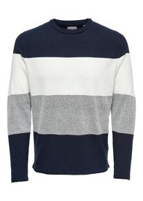Only & Sons Only & Sons, Herren Pullover, Navy / Graumeliert / Wei&szlig;